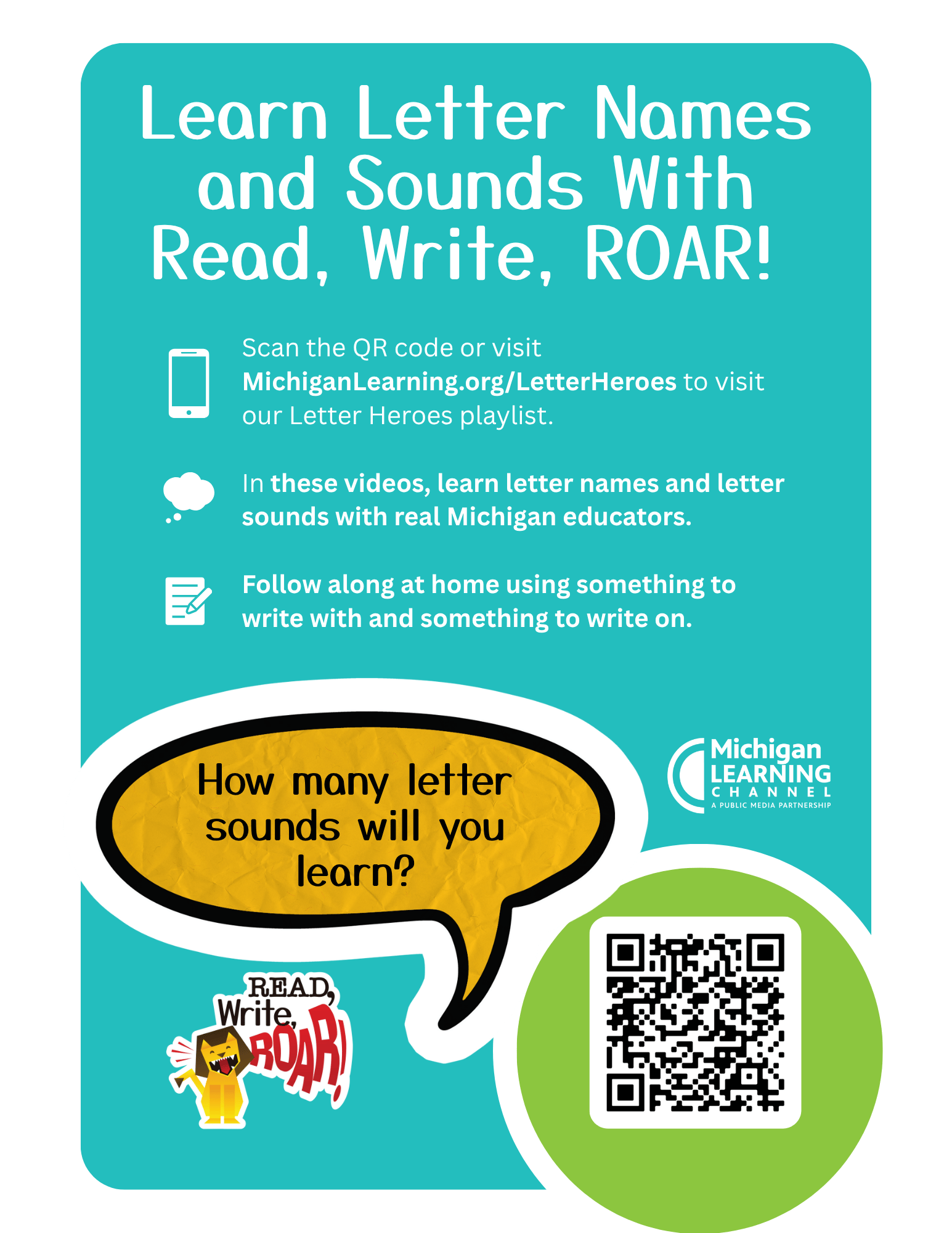 Read, Write, ROAR! Preschool Reading Kit - Michigan Learning Channel